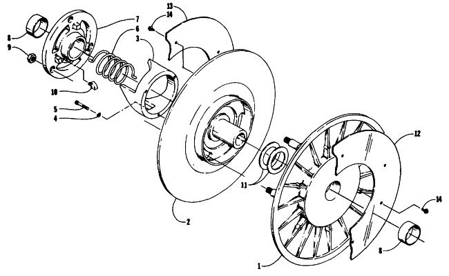 Parts Diagram for Arctic Cat 1992 WILDCAT SNOWMOBILE DRIVEN CLUTCH