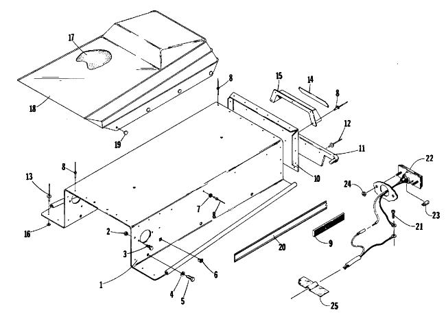 Parts Diagram for Arctic Cat 1987 KITTY CAT SNOWMOBILE SEAT, TUNNEL, AND TAILIGHT