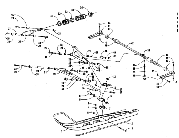 Parts Diagram for Arctic Cat 1987 EL TIGRE 6000 (650 L/C) SNOWMOBILE SKI AND FRONT SUSPENSION