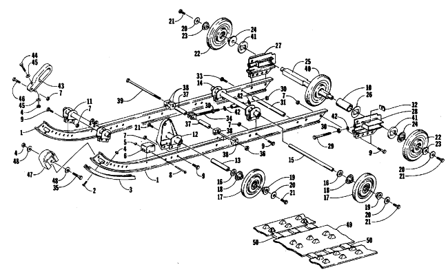Parts Diagram for Arctic Cat 1987 EL TIGRE 6000 (650 L/C) SNOWMOBILE SLIDE RAIL AND TRACK ASSEMBLY