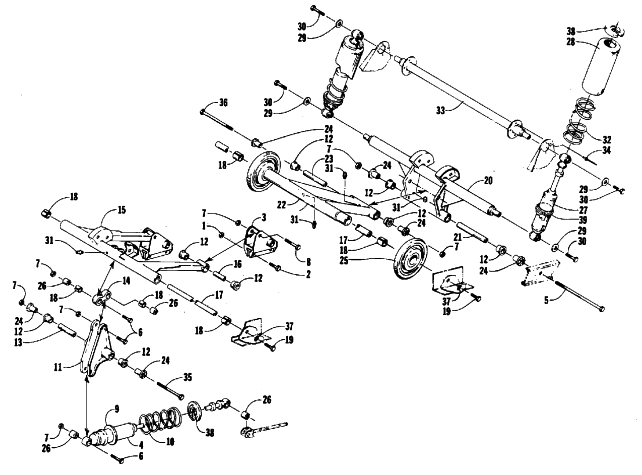 Parts Diagram for Arctic Cat 1987 EL TIGRE 6000 (650 L/C) SNOWMOBILE REAR SUSPENSION ARM ASSEMBLIES