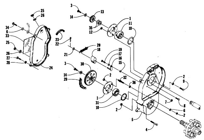 Parts Diagram for Arctic Cat 1987 CHEETAH L/C SNOWMOBILE DRIVE/DROPCASE ASSEMBLY