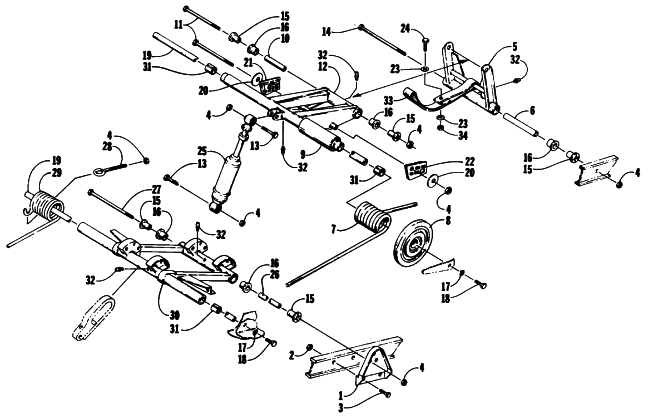 Parts Diagram for Arctic Cat 1987 CHEETAH F/C SNOWMOBILE REAR SUSPENSION ARM ASSEMBLIES
