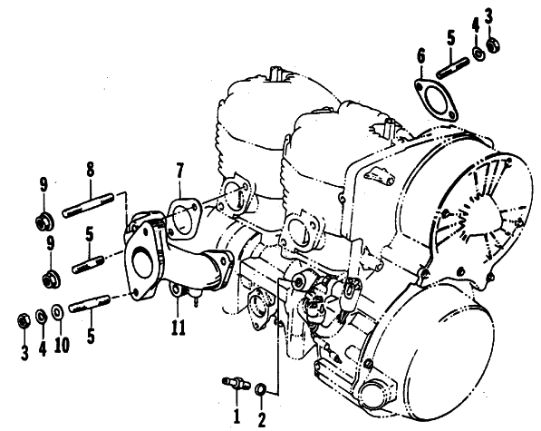Parts Diagram for Arctic Cat 1987 JAG 340 SNOWMOBILE INTAKE MANIFOLD