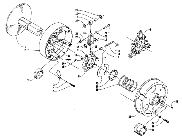 Parts Diagram for Arctic Cat 1987 PANTERA SNOWMOBILE DRIVE CLUTCH