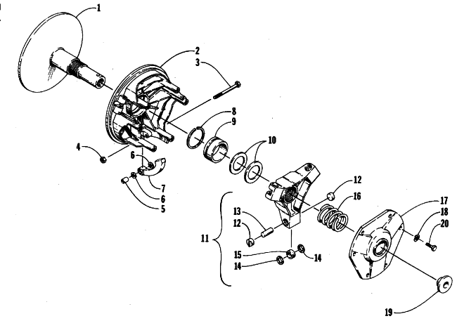 Parts Diagram for Arctic Cat 1987 EL TIGRE 6000 (650 L/C) SNOWMOBILE DRIVE CLUTCH