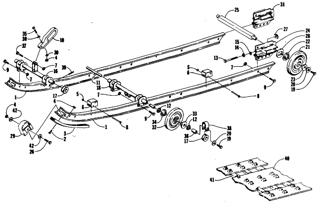 Parts Diagram for Arctic Cat 1988 PANTHER (F/C) SNOWMOBILE SLIDE RAIL AND TRACK ASSEMBLY