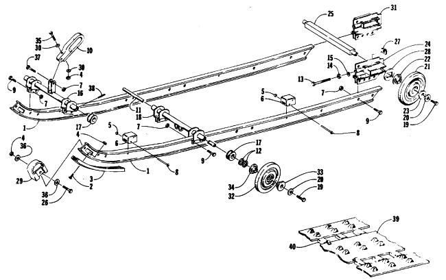 Parts Diagram for Arctic Cat 1987 JAG 440 SNOWMOBILE SLIDE RAIL AND TRACK ASSEMBLY