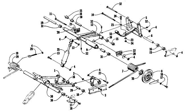 Parts Diagram for Arctic Cat 1987 JAG 440 SNOWMOBILE REAR SUSPENSION ARM ASSEMBLIES