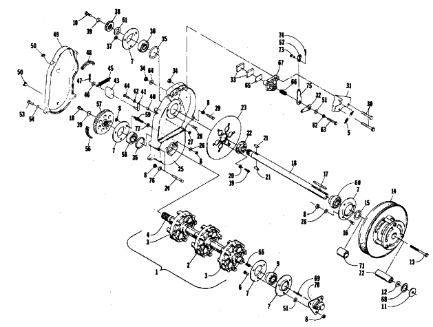 Parts Diagram for Arctic Cat 1987 JAG 340 SNOWMOBILE DRIVE TRAIN