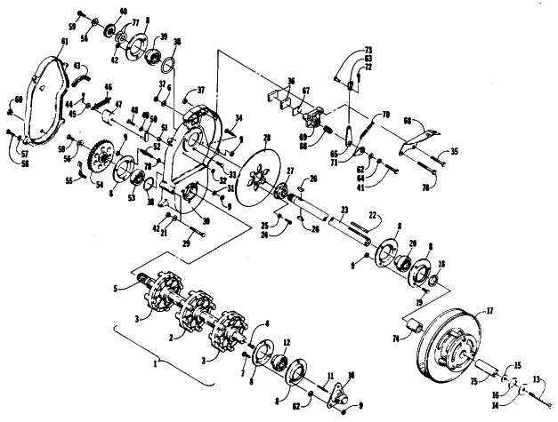Parts Diagram for Arctic Cat 1987 SUPER JAG SNOWMOBILE DRIVE TRAIN