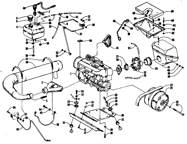 Parts Diagram for Arctic Cat 1987 PANTHER SNOWMOBILE ENGINE AND RELATED PARTS