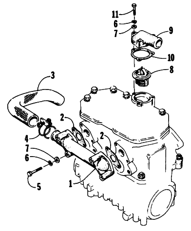 Parts Diagram for Arctic Cat 1985 PANTERA SNOWMOBILE WATER INTAKE MANIFOLD
