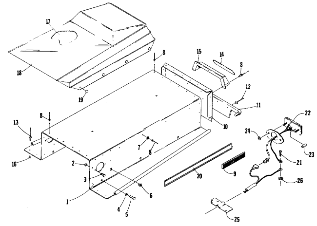 Parts Diagram for Arctic Cat 1988 KITTY CAT (60 F/C) SNOWMOBILE SEAT, TUNNEL, AND TAILIGHT