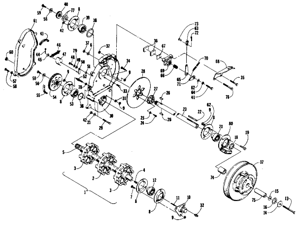 Parts Diagram for Arctic Cat 1988 PANTHER (F/C) SNOWMOBILE DRIVE TRAIN