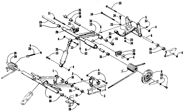 Parts Diagram for Arctic Cat 1988 PANTHER (F/C) SNOWMOBILE REAR SUSPENSION ARM ASSEMBLIES