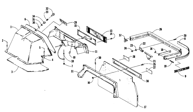 Parts Diagram for Arctic Cat 1988 PANTHER (F/C) SNOWMOBILE TAILLIGHT, TOOLBOX, REAR BUMPER