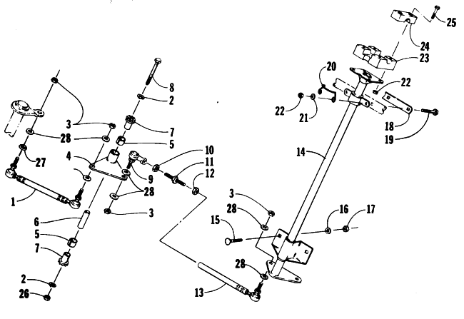 Parts Diagram for Arctic Cat 1990 EL TIGRE EXT SPECIAL SNOWMOBILE TIE ROD/STEERING POST ASSEMBLY