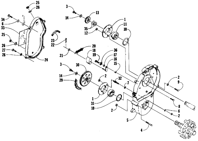 Parts Diagram for Arctic Cat 1988 EL TIGRE 6000 (530 L/C) SNOWMOBILE DRIVE/DROPCASE ASSEMBLY