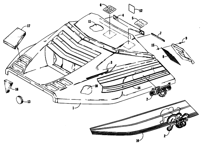 Parts Diagram for Arctic Cat 1988 EL TIGRE 5000 (440 L/C) SNOWMOBILE HOOD ASSEMBLY