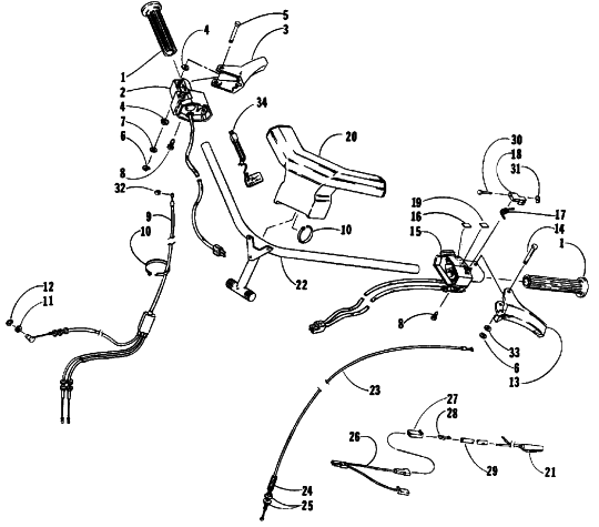 Parts Diagram for Arctic Cat 1988 CHEETAH (500 F/C) SNOWMOBILE HANDLEBAR ASSEMBLY