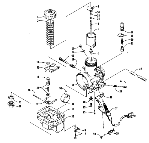 Parts Diagram for Arctic Cat 1988 EL TIGRE 6000 (530 L/C) SNOWMOBILE CARBURETOR