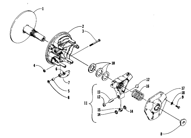 Parts Diagram for Arctic Cat 1990 PANTHER SNOWMOBILE DRIVE CLUTCH