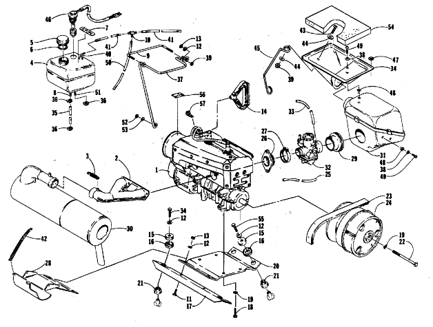 Parts Diagram for Arctic Cat 1988 SUPER JAG (440) SNOWMOBILE ENGINE AND RELATED PARTS