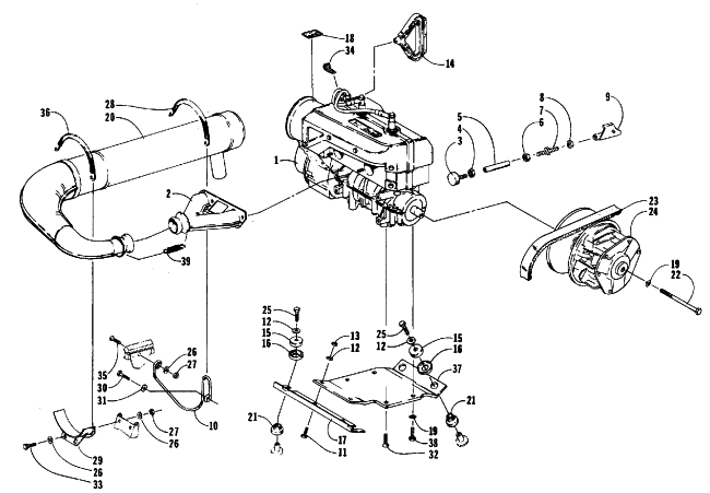 Parts Diagram for Arctic Cat 1989 COUGAR SNOWMOBILE ENGINE AND RELATED PARTS