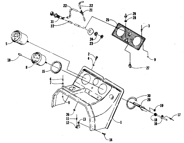 Parts Diagram for Arctic Cat 1988 COUGAR (500 F/C) SNOWMOBILE CONSOLE AND INSTRUMENTS
