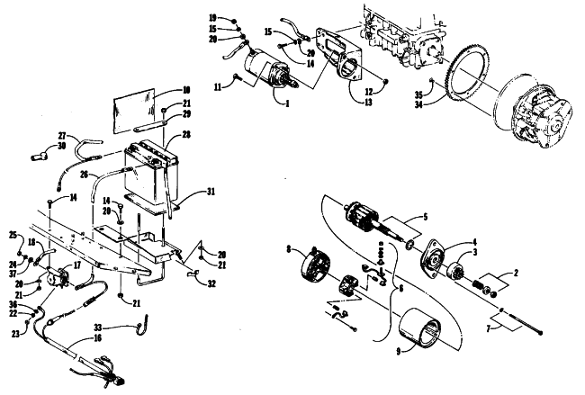Parts Diagram for Arctic Cat 1988 PANTERA (440 L/C) SNOWMOBILE ELECTRIC START ASSEMBLY