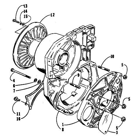 Parts Diagram for Arctic Cat 1988 CHEETAH TOURING (500 F/C) SNOWMOBILE FAN HOUSING