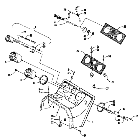 Parts Diagram for Arctic Cat 1988 CHEETAH (500 F/C) SNOWMOBILE CONSOLE AND INSTRUMENTS