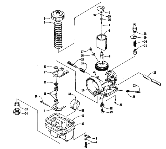 Parts Diagram for Arctic Cat 1990 EL TIGRE EXT SNOWMOBILE CARBURETOR