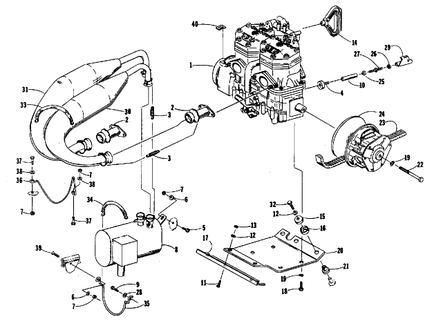 Parts Diagram for Arctic Cat 1988 WILDCAT 650 (650 L/C) SNOWMOBILE ENGINE AND RELATED PARTS