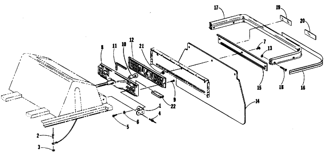 Parts Diagram for Arctic Cat 1988 WILDCAT 650 (650 L/C) SNOWMOBILE TOOLBOX, TAILLIGHT AND REAR BUMPER
