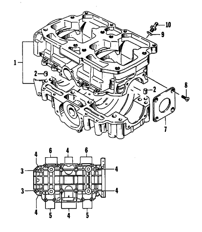 Parts Diagram for Arctic Cat 1994 ZR 700 SNOWMOBILE CRANKCASE ASSEMBLY