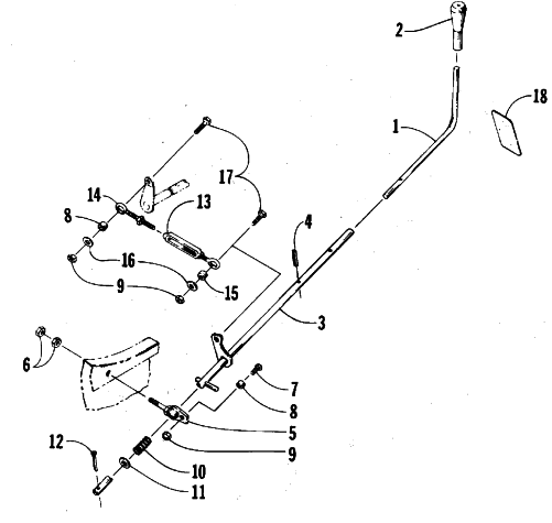 Parts Diagram for Arctic Cat 1988 SUPER JAG (440) SNOWMOBILE REVERSE SHIFT LEVER ASSEMBLY
