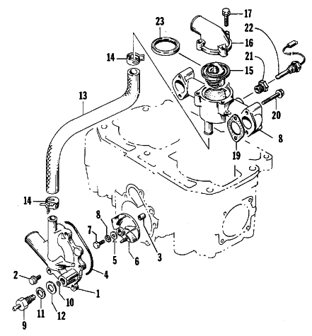 Parts Diagram for Arctic Cat 1988 WILDCAT 650 (650 L/C) SNOWMOBILE WATER PUMP/WATER MANIFOLD