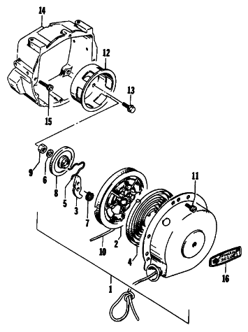 Parts Diagram for Arctic Cat 1989 WILDCAT MOUNTAIN CAT SNOWMOBILE RECOIL STARTER