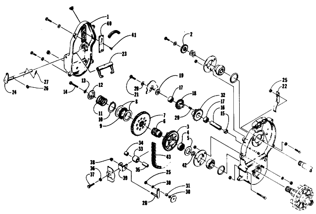 Parts Diagram for Arctic Cat 1989 PANTHER (440 F/C) SNOWMOBILE DRIVE/REVERSE DROPCASE ASSEMBLY