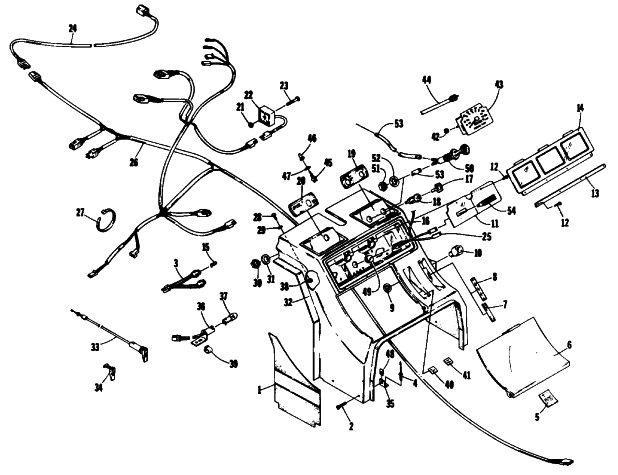 Parts Diagram for Arctic Cat 1989 PANTHER (440 F/C) SNOWMOBILE CONSOLE AND WIRING ASSEMBLIES