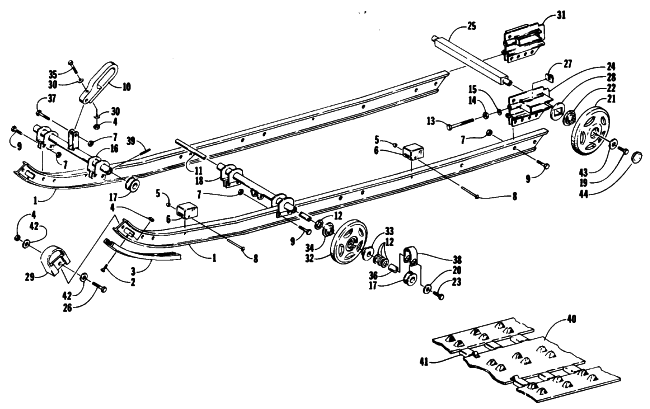 Parts Diagram for Arctic Cat 1989 PANTHER (440 F/C) SNOWMOBILE SLIDE RAIL AND TRACK ASSEMBLY