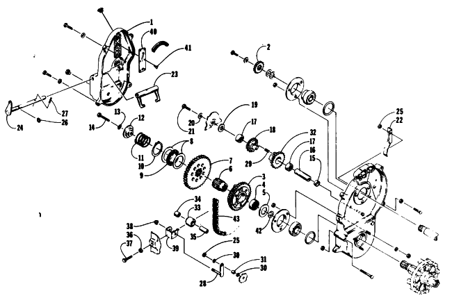 Parts Diagram for Arctic Cat 1989 EL TIGRE EXT MOUNTAIN CAT SNOWMOBILE DRIVE/REVERSE DROPCASE ASSEMBLY