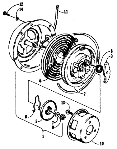Parts Diagram for Arctic Cat 1993 JAG Z SNOWMOBILE RECOIL STARTER