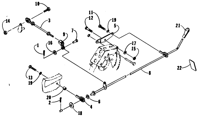 Parts Diagram for Arctic Cat 1989 EL TIGRE EXT SNOWMOBILE REVERSE SHIFT LEVER ASSEMBLY
