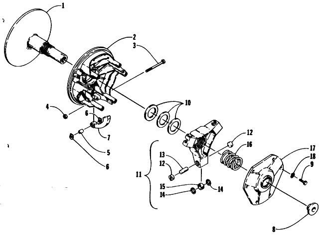 Parts Diagram for Arctic Cat 1990 COUGAR MOUNTAIN CAT SNOWMOBILE DRIVE CLUTCH