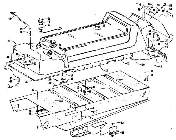 Parts Diagram for Arctic Cat 1989 SUPER JAG SNOWMOBILE BODY, SEAT, AND GAS TANK