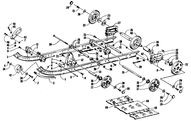 Parts Diagram for Arctic Cat 1989 PANTERA (440 L/C) SNOWMOBILE SLIDE RAIL AND TRACK ASSEMBLY
