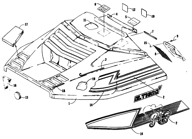 Parts Diagram for Arctic Cat 1989 EL TIGRE 6000 (530 L/C) SNOWMOBILE HOOD ASSEMBLY